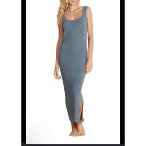 NWT Barefoot Dreams Cozychic Ultra Lite Ribbed Column Maxi Dress Blue XS Tall